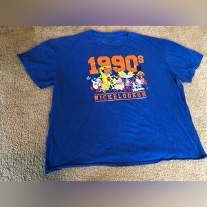 Vintage 1990’s Nickelodeon Bright Blue XL Cotton T Shirt Cartoon Front